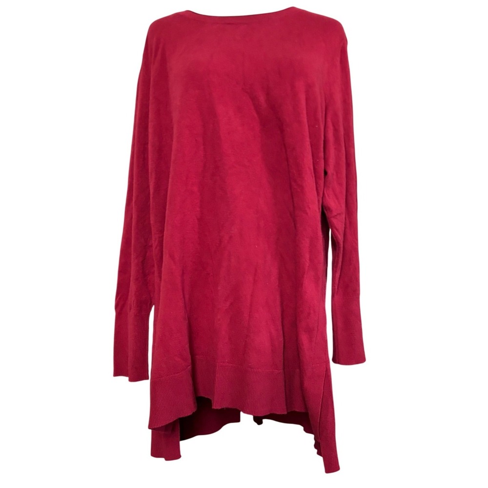 J. Jill Asymmetric‎ Tunic Sweater Sz 2X Red Plus Size Lagenlook
